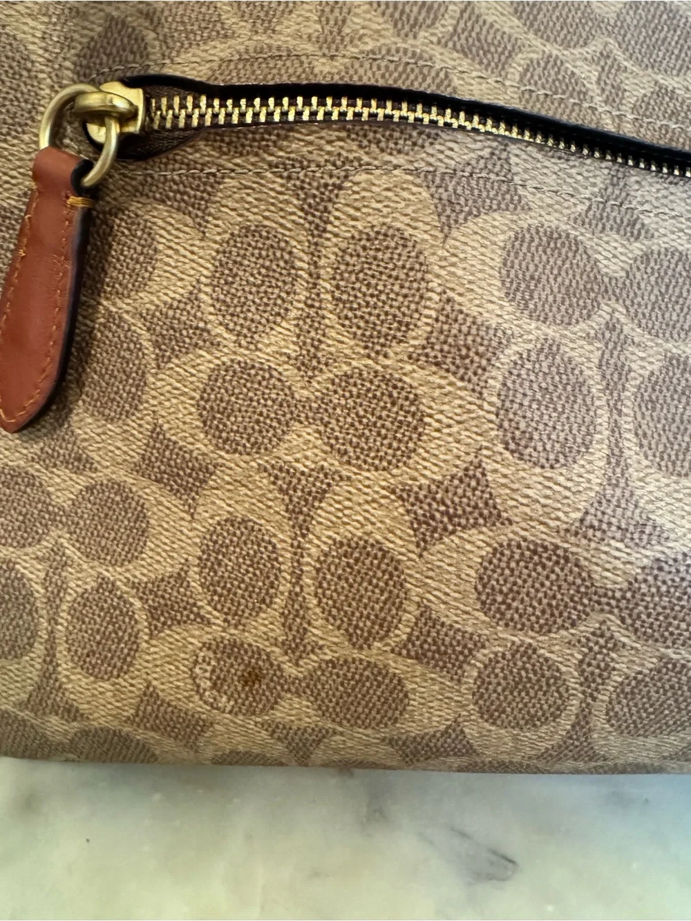 COACH Lori Leather/Canvas Logo Shoulder Bag.